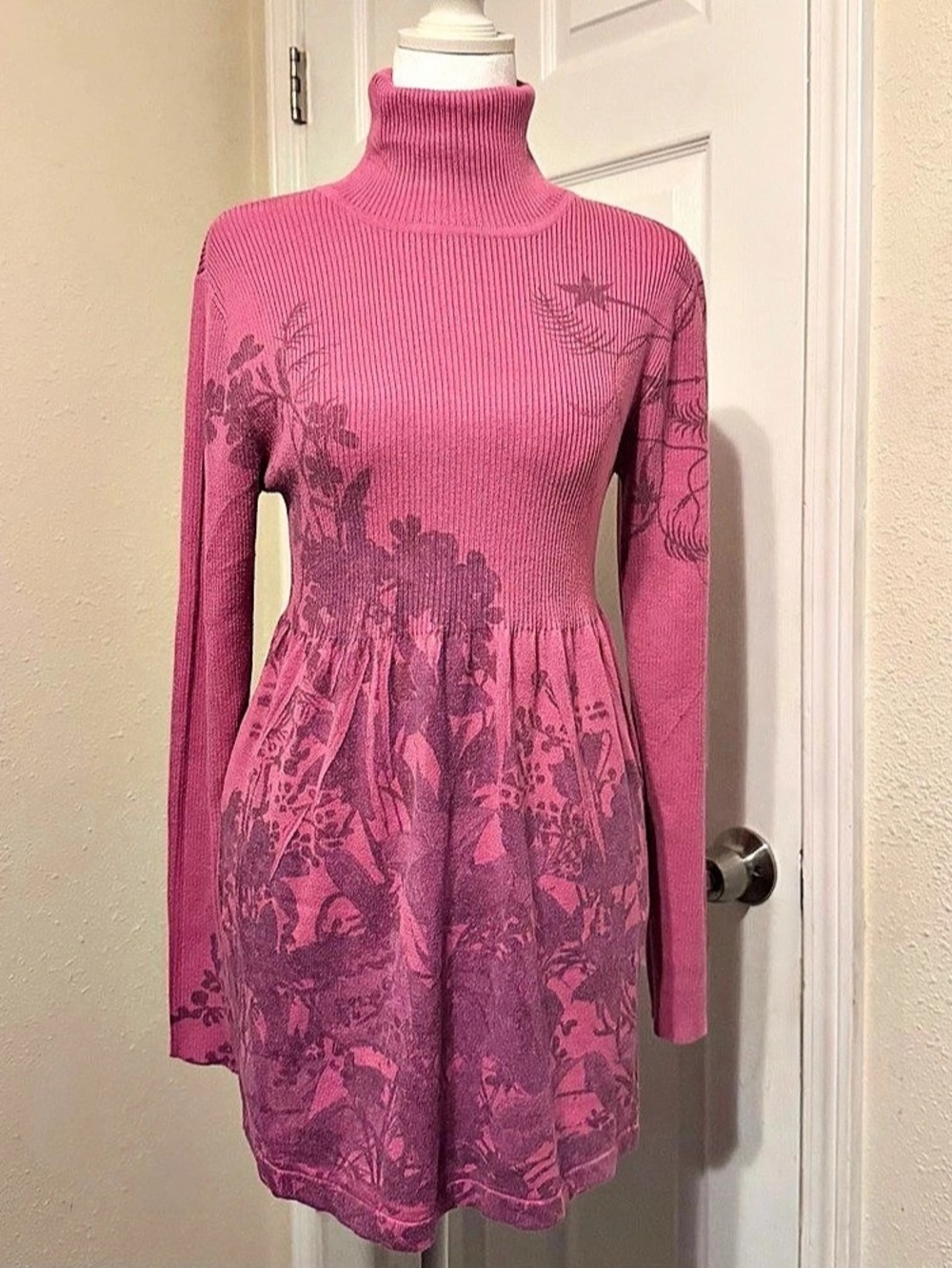 Vintage Y2K Energe Floral Turtle Neck Babydoll Sweater
